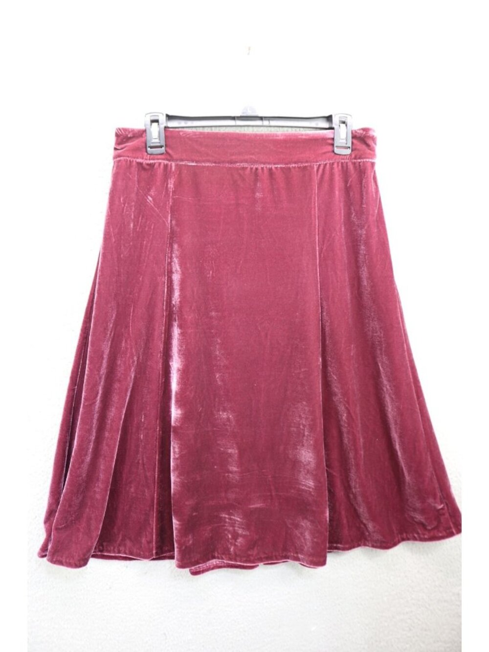 Quacker Factory Burgundy A-Line Velvet Pull-On Skirt-Medium-Whimsigoth-Soft